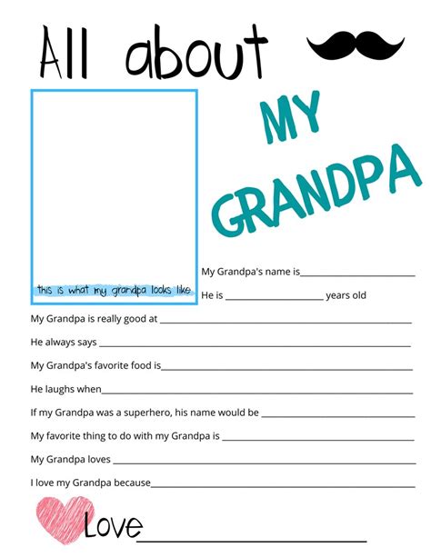 All About My Grandpa Free Printable